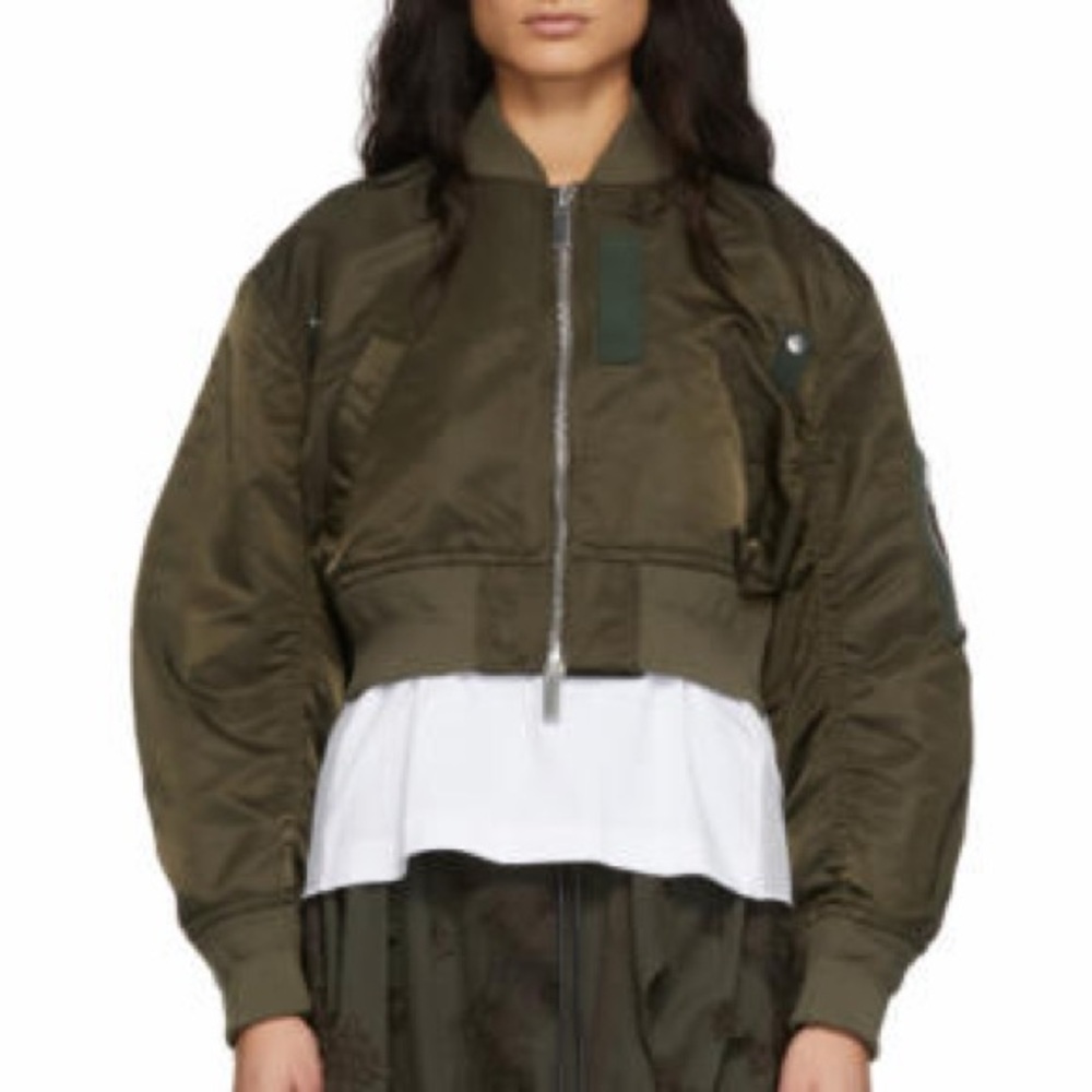 Sacai Women’s Khaki MA-1 Bomber Jacket
